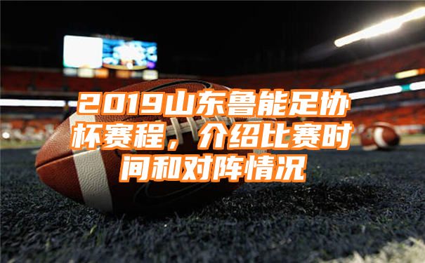 2019山东鲁能足协杯赛程，介绍比赛时间和对阵情况